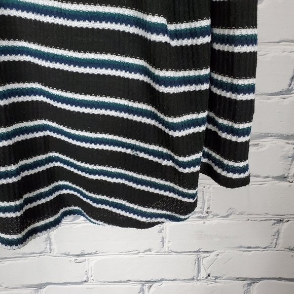 Torrid Black Stripe Lace-up Henley Top - Picture 5 of 8